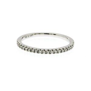 0.16 CT Natural Diamond 14K White Gold Wedding Band Ring Size 6.5